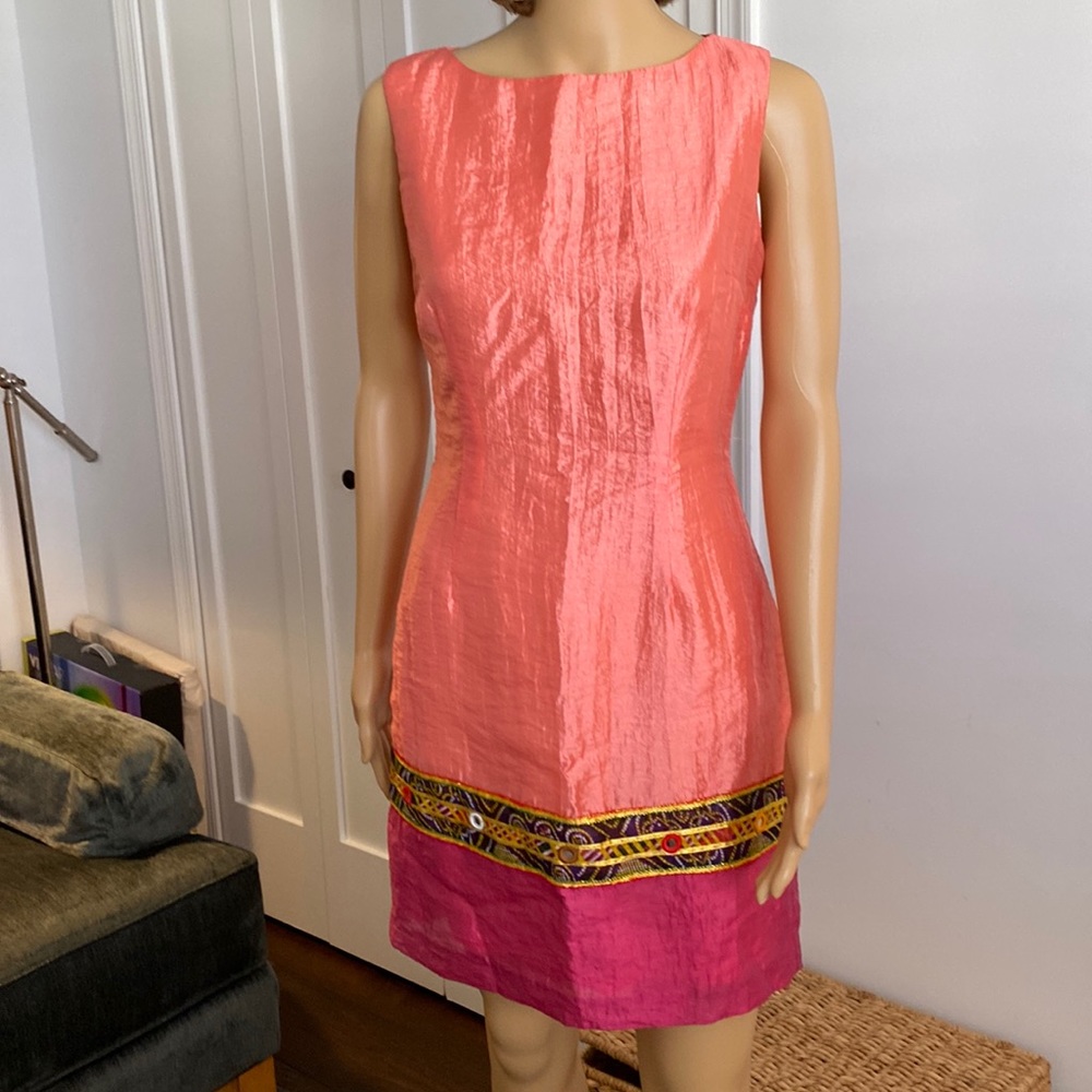ABS by Allen Schwartz Petites Peach party dress. Sz 6. Fully lined. Zipper back.